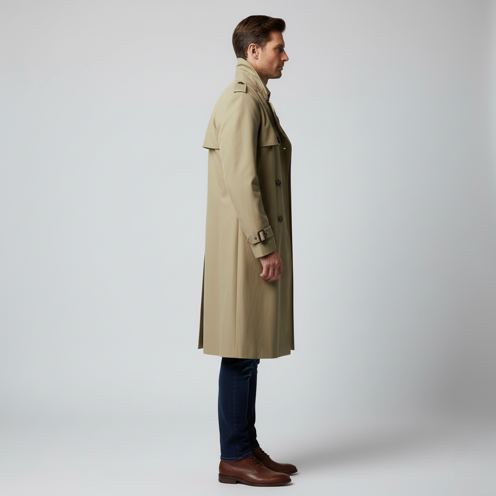 Men's Classic Double-Breasted Trench Coat